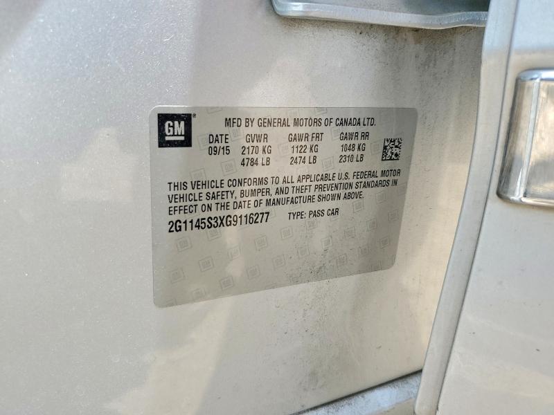 2016 Chevrolet Impala მანქანა იყიდება აუქციონზე, vin: 2G1145S3XG9116277, აუქციონის ნომერი: 61994086