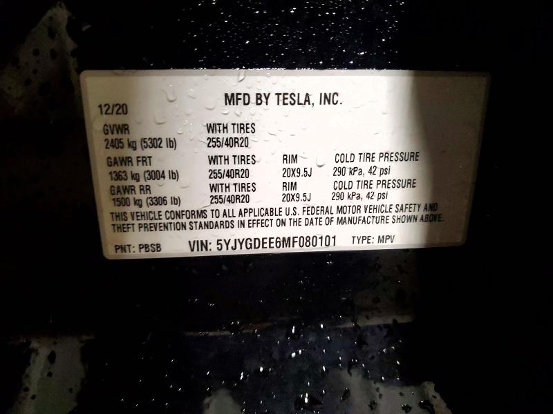 Продажа на аукционе авто 2021 Tesla Model Y, vin: 5YJYGDEE6MF080101, номер лота: 61850346