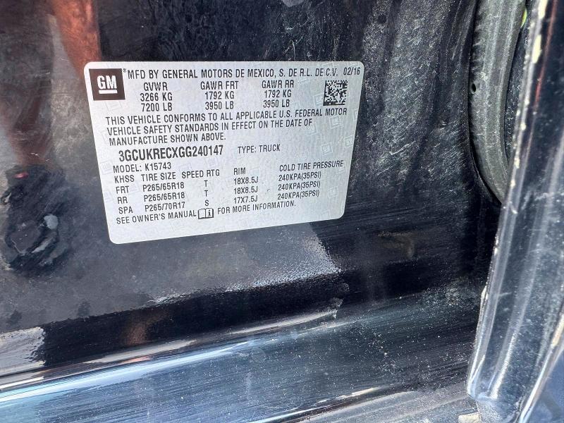 2016 Chevrolet Silverado მანქანა იყიდება აუქციონზე, vin: 3GCUKRECXGG240147, აუქციონის ნომერი: 61304256