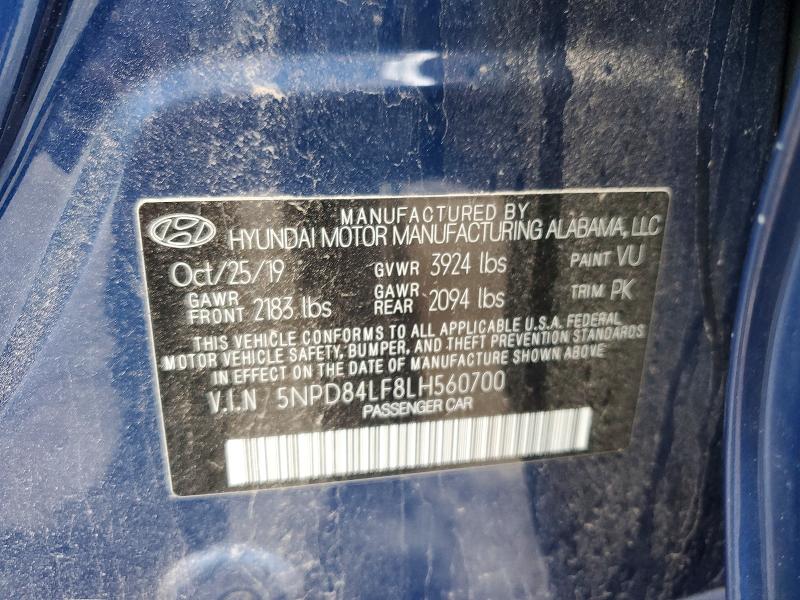 2020 Hyundai Elantra მანქანა იყიდება აუქციონზე, vin: 5NPD84LF8LH560700, აუქციონის ნომერი: 59897536