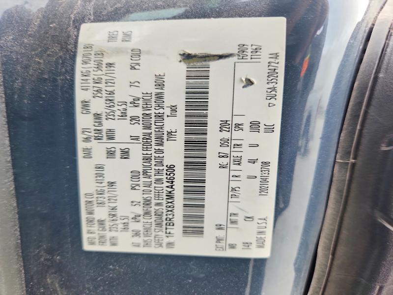 Продаж на аукціоні авто 2021 Ford Transit, vin: 1FTBR3X8XMKA46506, номер лоту: 61164266