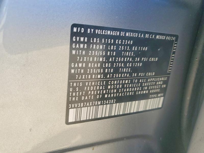 59953346 :رقم المزاد ، 3VV3B7AX7RM134382 vin ، 2024 Volkswagen Tiguan مزاد بيع