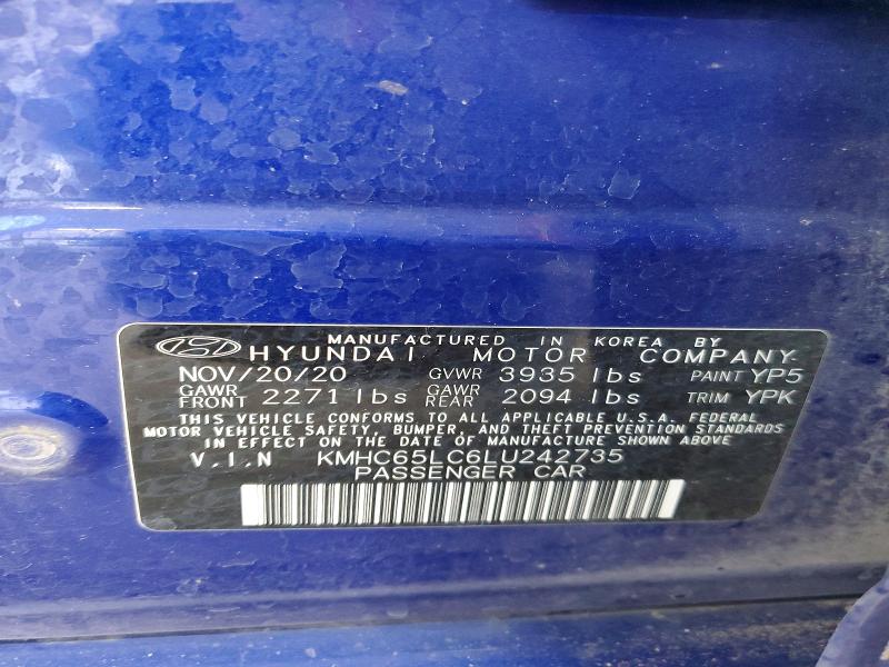 Продажа на аукционе авто 2020 Hyundai Ioniq, vin: KMHC65LC6LU242735, номер лота: 60613526