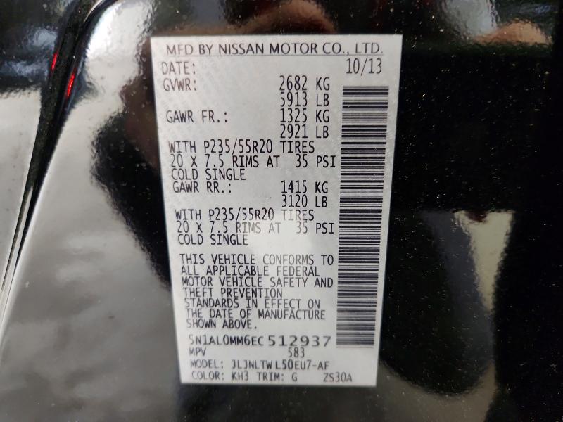 Aukcja sprzedaży 2014 Infiniti Qx60, vin: 5N1AL0MM6EC512937, numer aukcji: 62771006