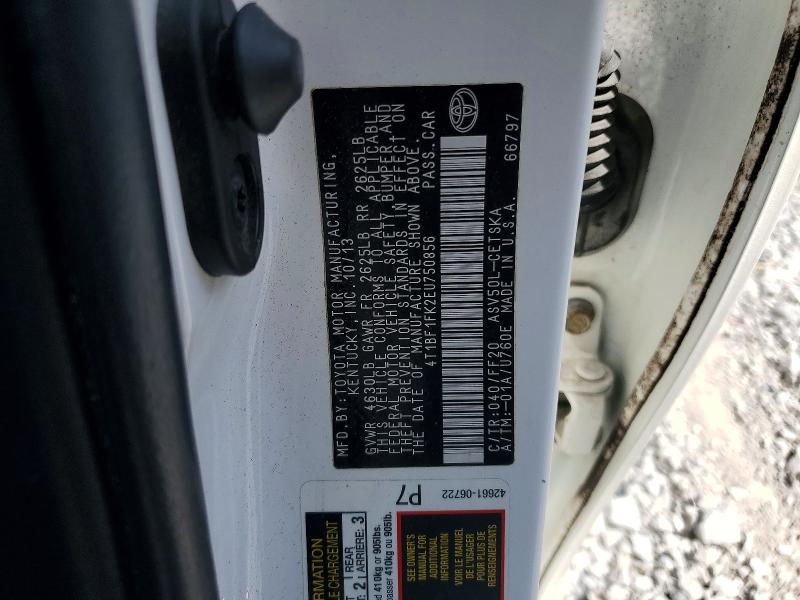 2014 Toyota Camry მანქანა იყიდება აუქციონზე, vin: 4T1BF1FK2EU750856, აუქციონის ნომერი: 59725126