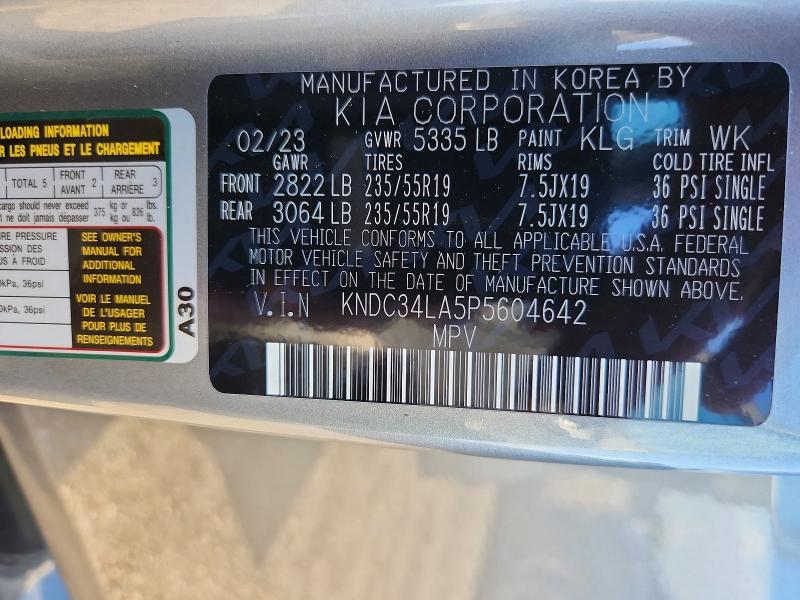 Aukcja sprzedaży 2023 Kia Ev6, vin: KNDC34LA5P5604642, numer aukcji: 59857146