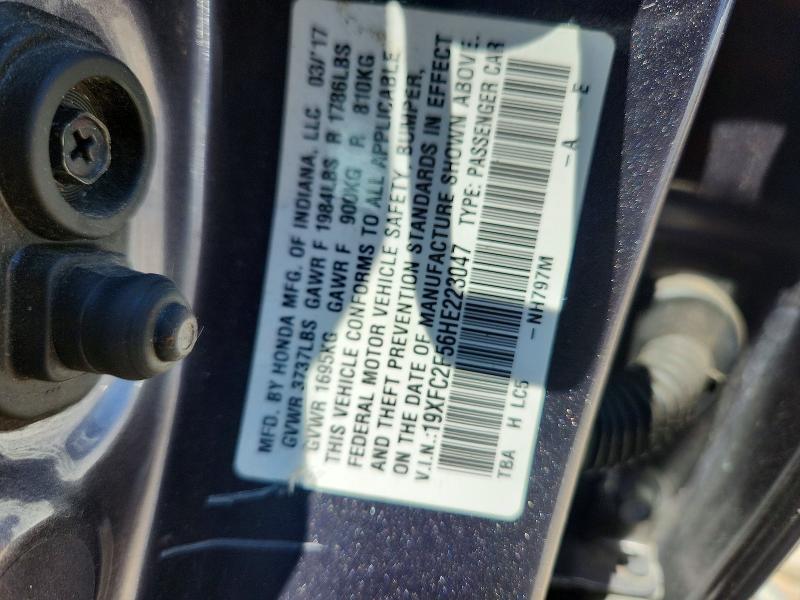 Aukcja sprzedaży 2017 Honda Civic, vin: 19XFC2F56HE223047, numer aukcji: 61262186