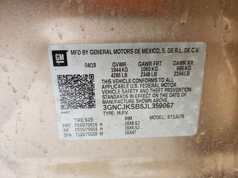 62336276 :رقم المزاد ، 3GNCJKSB5JL359067 vin ، 2018 Chevrolet Trax مزاد بيع
