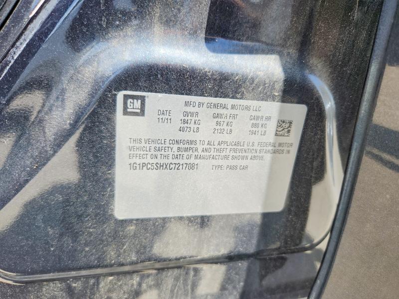 61610846 :رقم المزاد ، 1G1PC5SHXC7217081 vin ، 2012 Chevrolet Cruze مزاد بيع