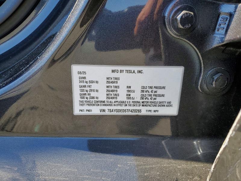 85964015 :رقم المزاد ، 7SAYGDED5TF420265 vin ، 2026 Tesla Model Y مزاد بيع