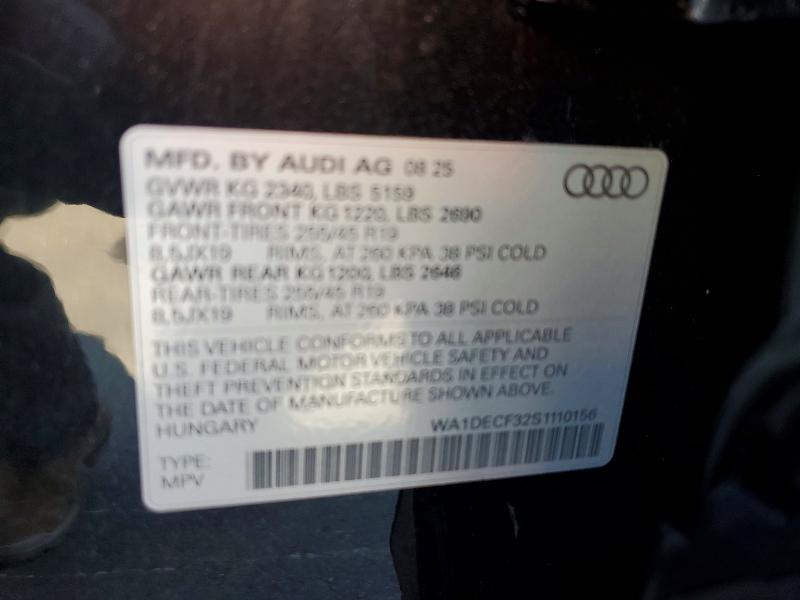 61185666 :رقم المزاد ، WA1DECF32S1110156 vin ، 2025 Audi Q3 مزاد بيع