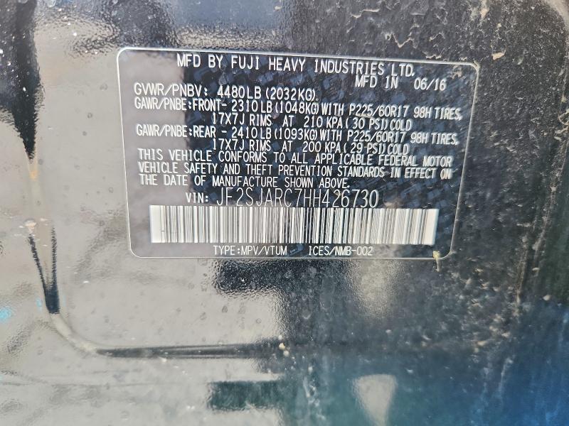 Продажа на аукционе авто 2017 Subaru Forester, vin: JF2SJARC7HH426730, номер лота: 60390236