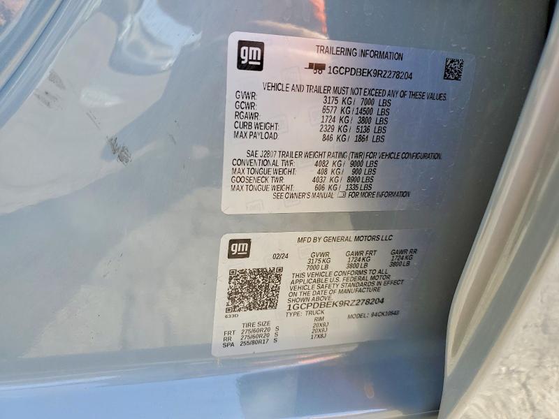 Продажа на аукционе авто 2024 Chevrolet Silverado, vin: 1GCPDBEK9RZ278204, номер лота: 62339446