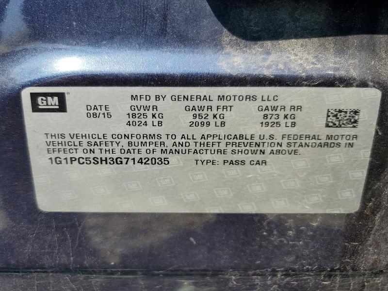 2016 Chevrolet Cruze Limited მანქანა იყიდება აუქციონზე, vin: 1G1PC5SH3G7142035, აუქციონის ნომერი: 61324676