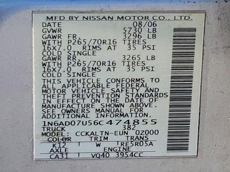 Продажа на аукционе авто 2006 Nissan Frontier, vin: 1N6AD07U56C474855, номер лота: 59642006