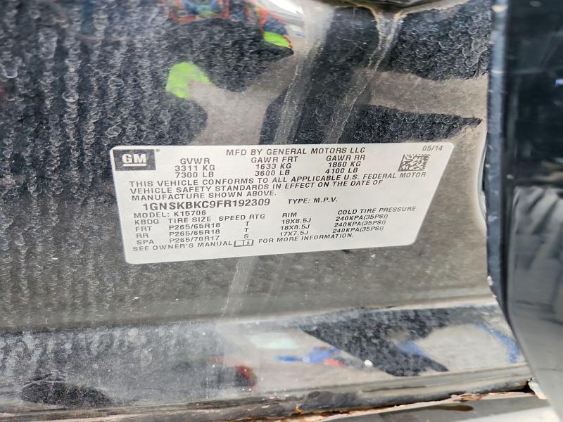 Aukcja sprzedaży 2015 Chevrolet Tahoe, vin: 1GNSKBKC9FR192309, numer aukcji: 60273856