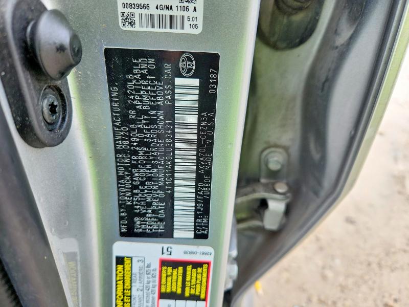 Aukcja sprzedaży 2020 Toyota Camry, vin: 4T1C11AK9LU383431, numer aukcji: 61051836