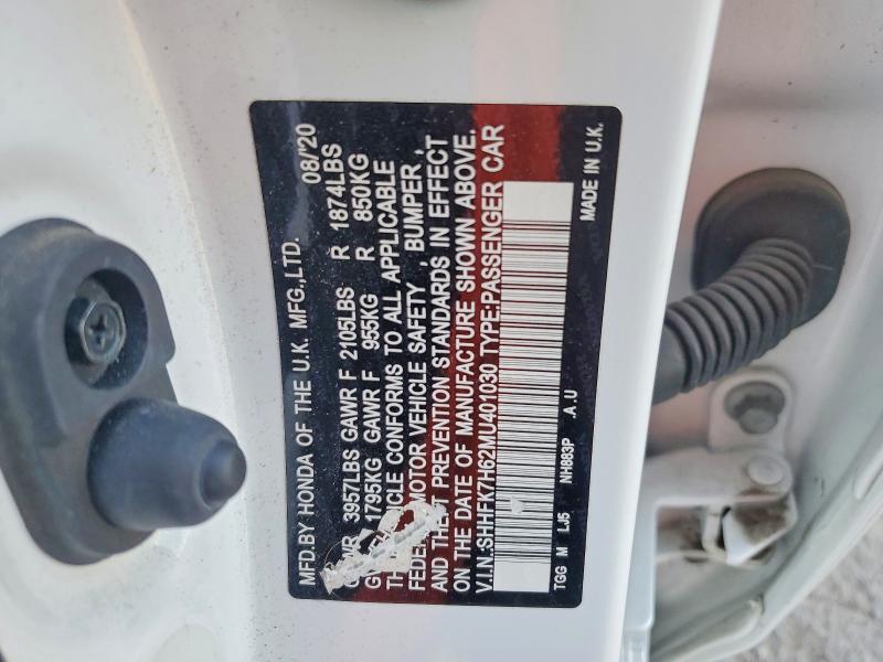 Aukcja sprzedaży 2021 Honda Civic, vin: SHHFK7H62MU401030, numer aukcji: 61242586
