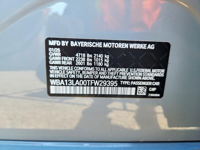 Aukcja sprzedaży 2026 Bmw 330i, vin: WBA13LA00TFW29395, numer aukcji: 60010786
