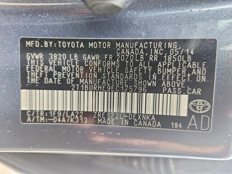 Продажа на аукционе авто 2014 Toyota Corolla, vin: 2T1BURHE9EC175796, номер лота: 61635926