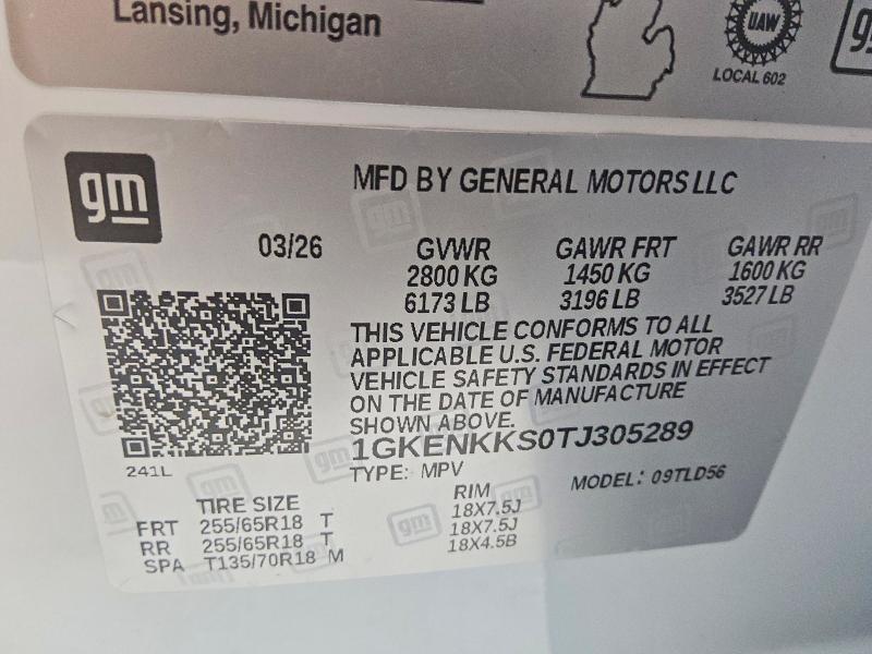 2026 Gmc Acadia მანქანა იყიდება აუქციონზე, vin: 1GKENKKS0TJ305289, აუქციონის ნომერი: 58470656
