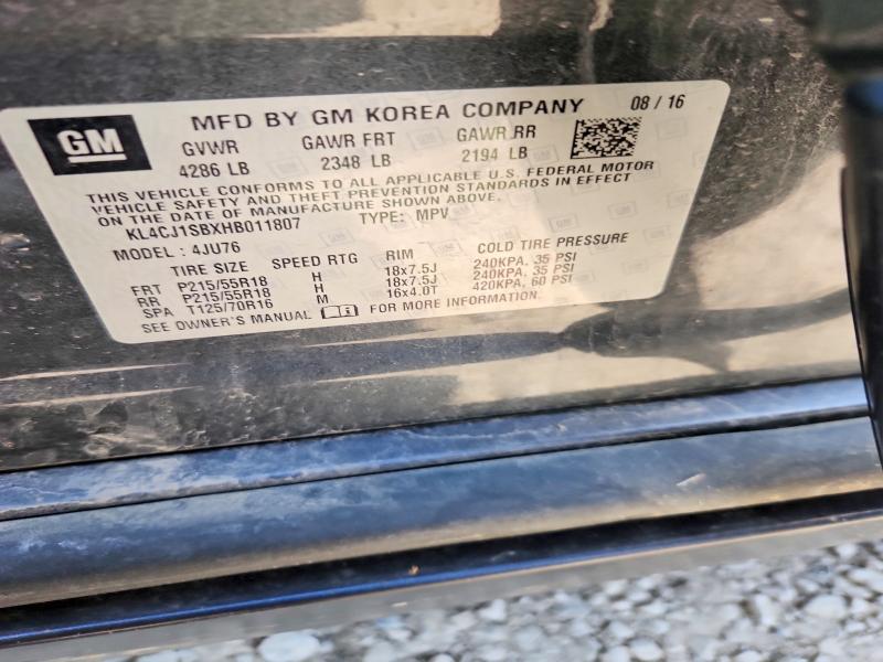 Aukcja sprzedaży 2017 Buick Encore, vin: KL4CJ1SBXHB011807, numer aukcji: 61349226