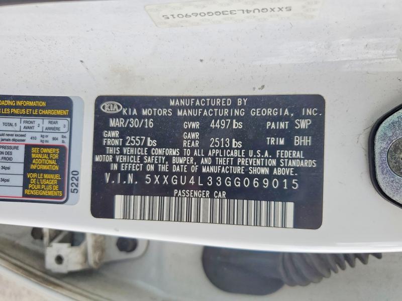 Aukcja sprzedaży 2016 Kia Optima, vin: 5XXGU4L33GG069015, numer aukcji: 59725166