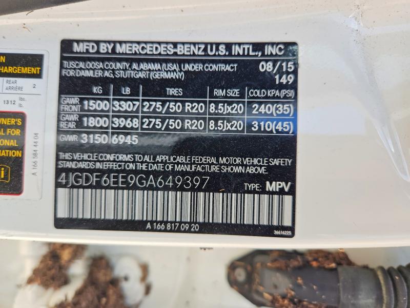 Продажа на аукционе авто 2016 Mercedes-benz Gl, vin: 4JGDF6EE9GA649397, номер лота: 62670636