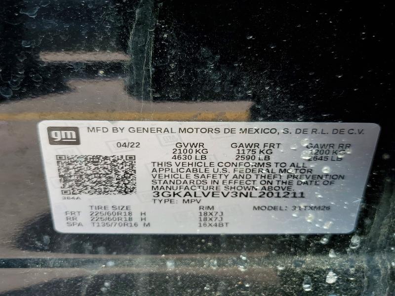 Aukcja sprzedaży 2022 Gmc Terrain, vin: 3GKALVEV3NL201211, numer aukcji: 76294255