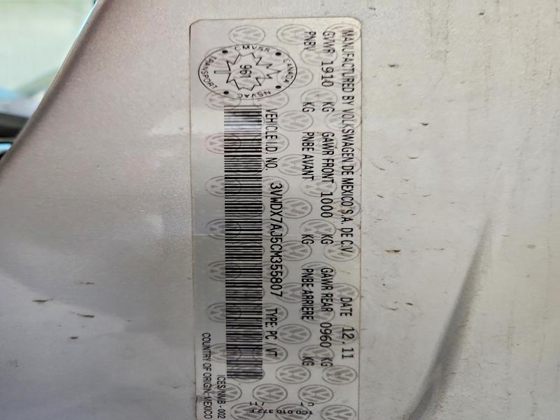Продаж на аукціоні авто 2012 Volkswagen Jetta, vin: 3VWDX7AJ5CM355807, номер лоту: 62601646
