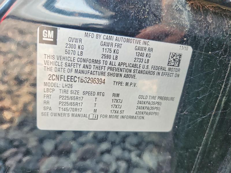 63014846 :رقم المزاد ، 2CNFLEEC1B6296394 vin ، 2011 Chevrolet Equinox مزاد بيع