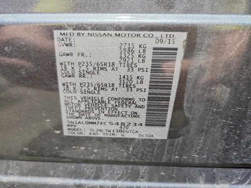 Aukcja sprzedaży 2015 Infiniti Qx60, vin: 5N1AL0MM7FC548234, numer aukcji: 60261706