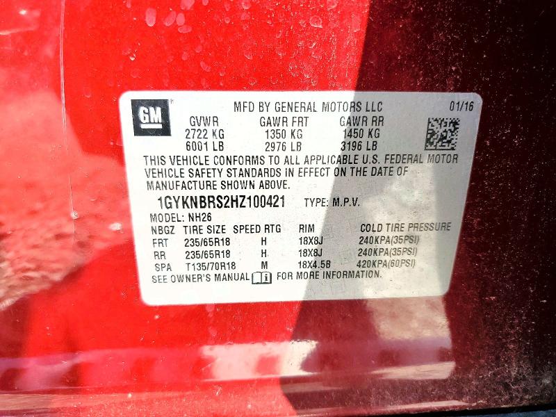 Aukcja sprzedaży 2017 Cadillac Xt5, vin: 1GYKNBRS2HZ100421, numer aukcji: 63416046