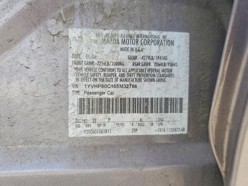 Aukcja sprzedaży 2006 Mazda 6, vin: 1YVHP80C165M32786, numer aukcji: 60674386
