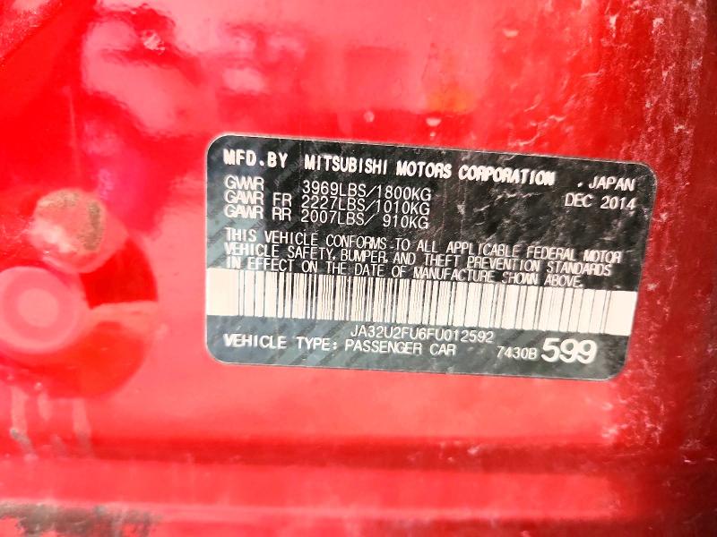 Продаж на аукціоні авто 2015 Mitsubishi Lancer, vin: JA32U2FU6FU012592, номер лоту: 61167116
