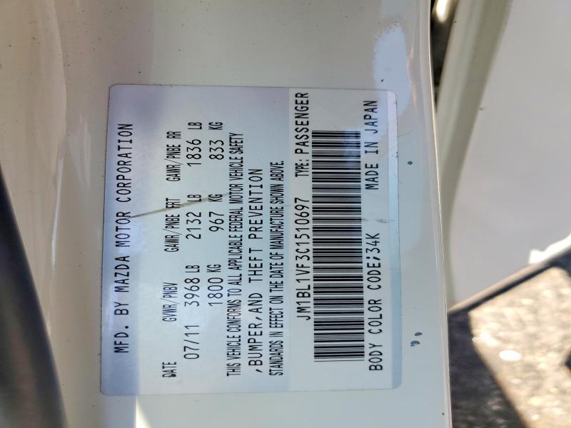 61596466 :رقم المزاد ، JM1BL1VF3C1510697 vin ، 2012 Mazda 3 مزاد بيع
