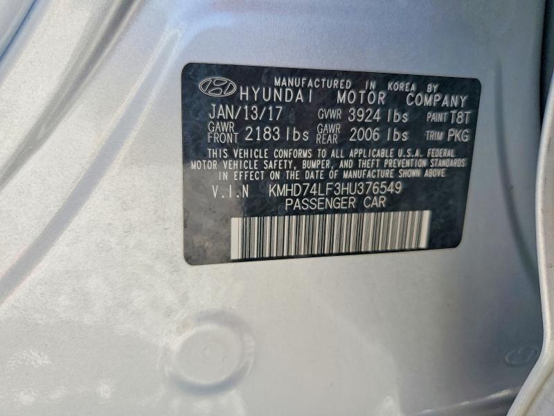 Продаж на аукціоні авто 2017 Hyundai Elantra, vin: KMHD74LF3HU376549, номер лоту: 62227606