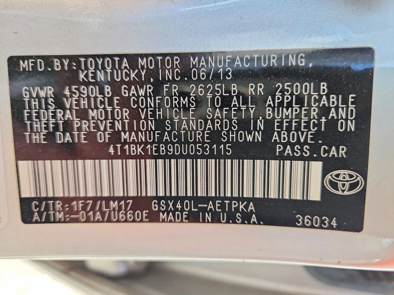 Aukcja sprzedaży 2013 Toyota Avalon Xle, vin: 4T1BK1EB9DU053115, numer aukcji: 59240546