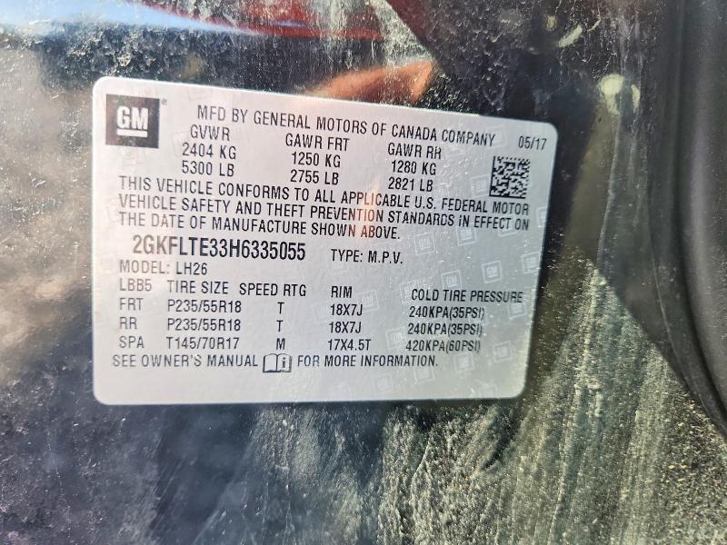 61340436 :رقم المزاد ، 2GKFLTE33H6335055 vin ، 2017 Gmc Terrain مزاد بيع