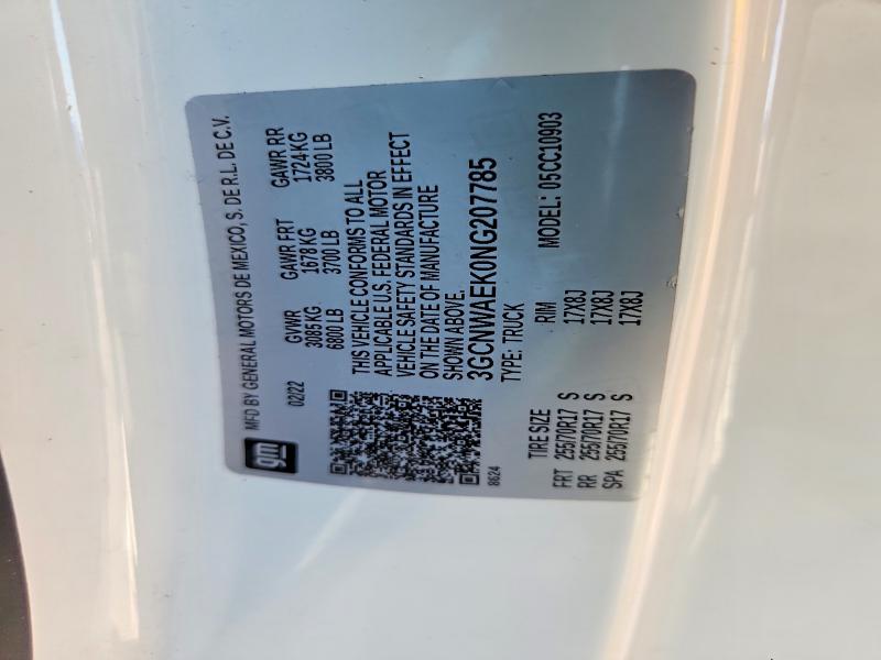 Aukcja sprzedaży 2022 Chevrolet Silverado Ltd, vin: 3GCNWAEK0NG207785, numer aukcji: 59048726