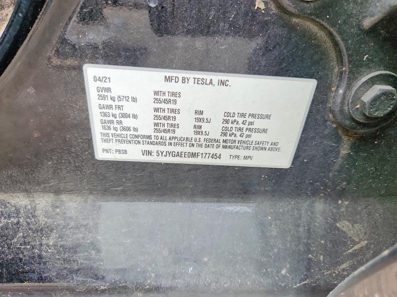 Продаж на аукціоні авто 2021 Tesla Model Y, vin: 5YJYGAEE0MF177454, номер лоту: 59769046