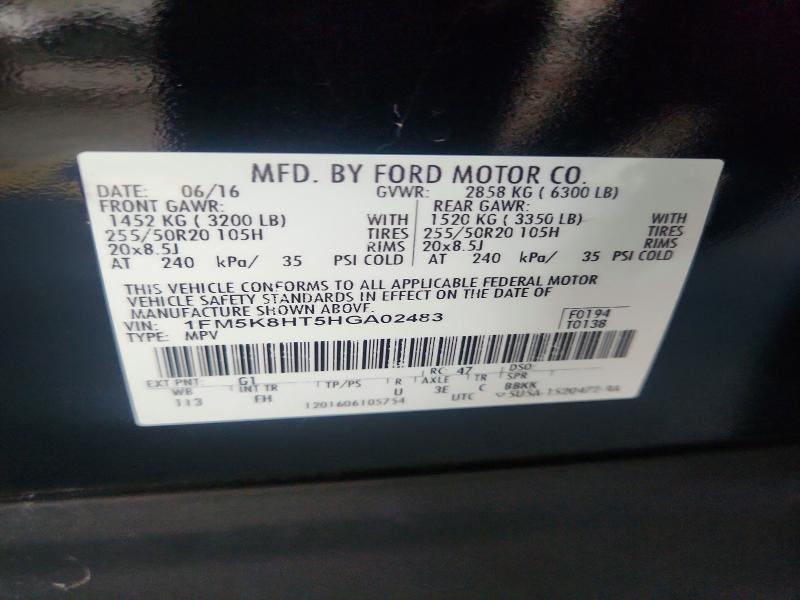Продаж на аукціоні авто 2017 Ford Explorer, vin: 1FM5K8HT5HGA02483, номер лоту: 59613086