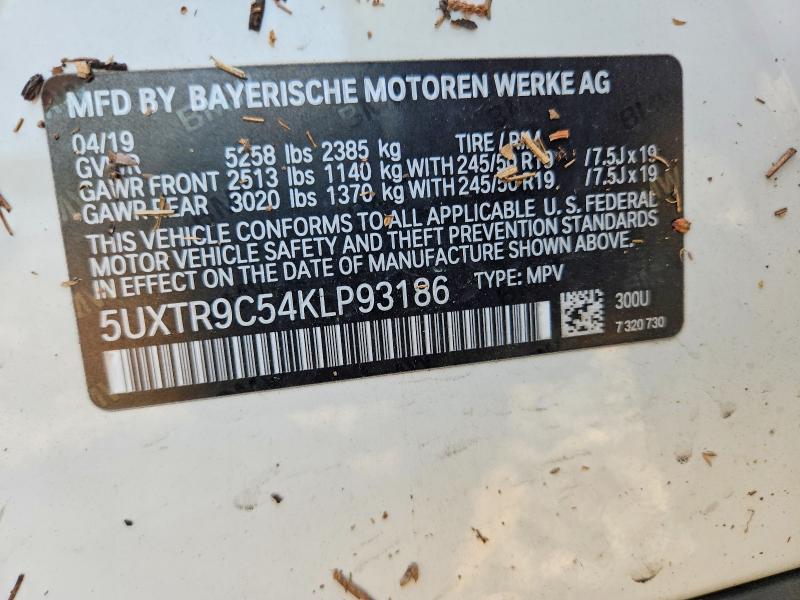 62034486 :رقم المزاد ، 5UXTR9C54KLP93186 vin ، 2019 Bmw X3 مزاد بيع