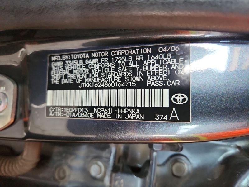 Продаж на аукціоні авто 2006 Scion Xa, vin: JTKKT624860164715, номер лоту: 61248106