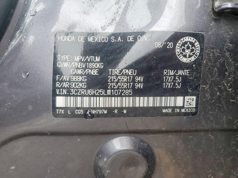 60135906 :رقم المزاد ، 3CZRU6H25LM107285 vin ، 2020 Honda Hr-v مزاد بيع