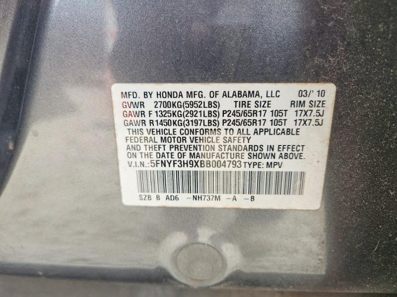 Auction sale of the 2011 Honda Pilot, vin: 5FNYF3H9XBB004793, lot number: 61087786