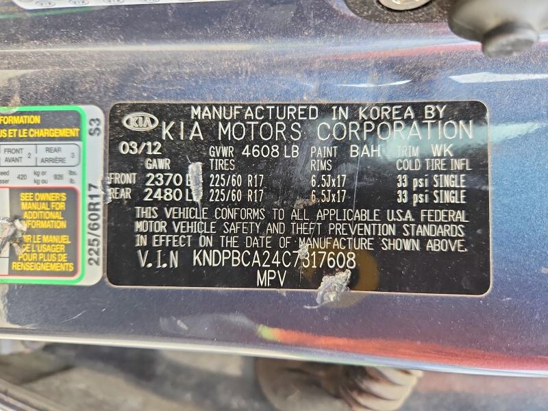 Aukcja sprzedaży 2012 Kia Sportage, vin: KNDPBCA24C7317608, numer aukcji: 62327056