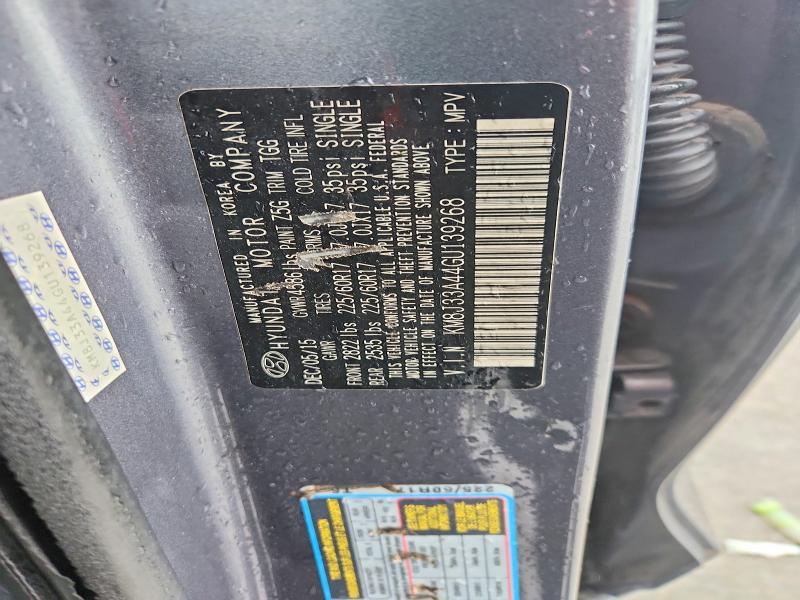 60586996 :رقم المزاد ، KM8J33A44GU139268 vin ، 2016 Hyundai Tucson مزاد بيع
