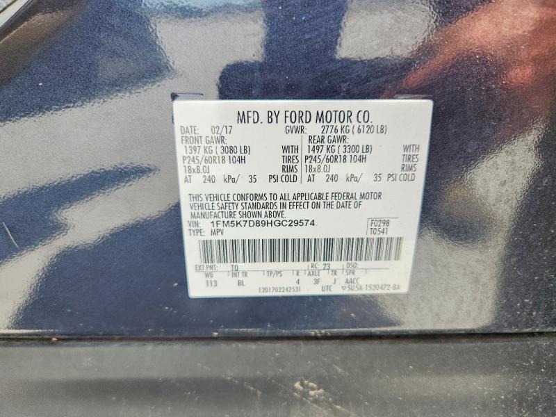 Aukcja sprzedaży 2017 Ford Explorer, vin: 1FM5K7D89HGC29574, numer aukcji: 60350906