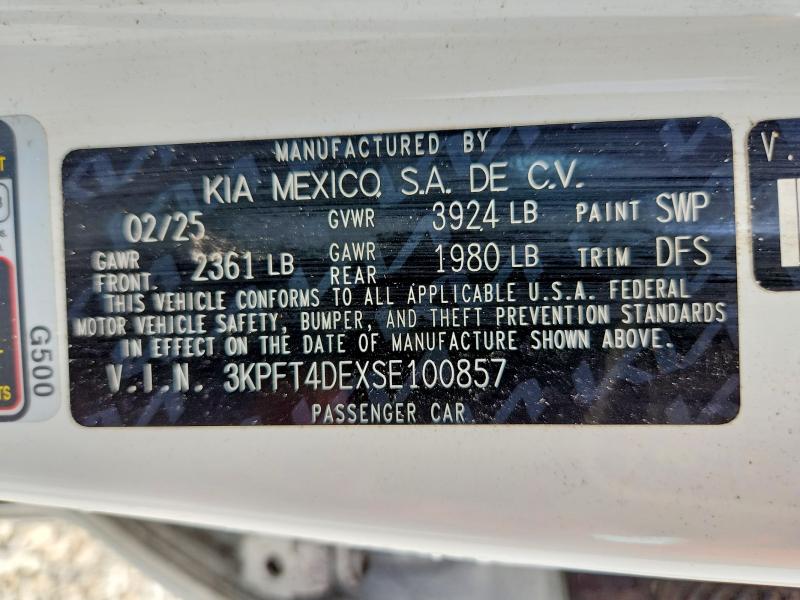 60765376 :رقم المزاد ، 3KPFT4DEXSE100857 vin ، 2025 Kia K4 مزاد بيع
